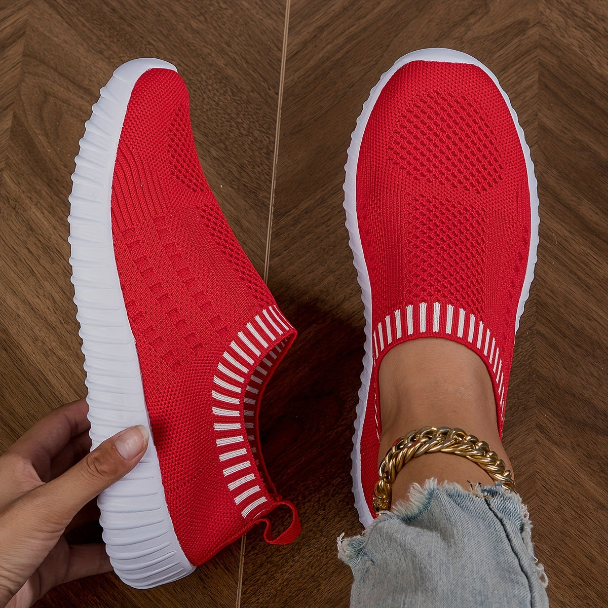 Slip On Knit Mesh Sneakers