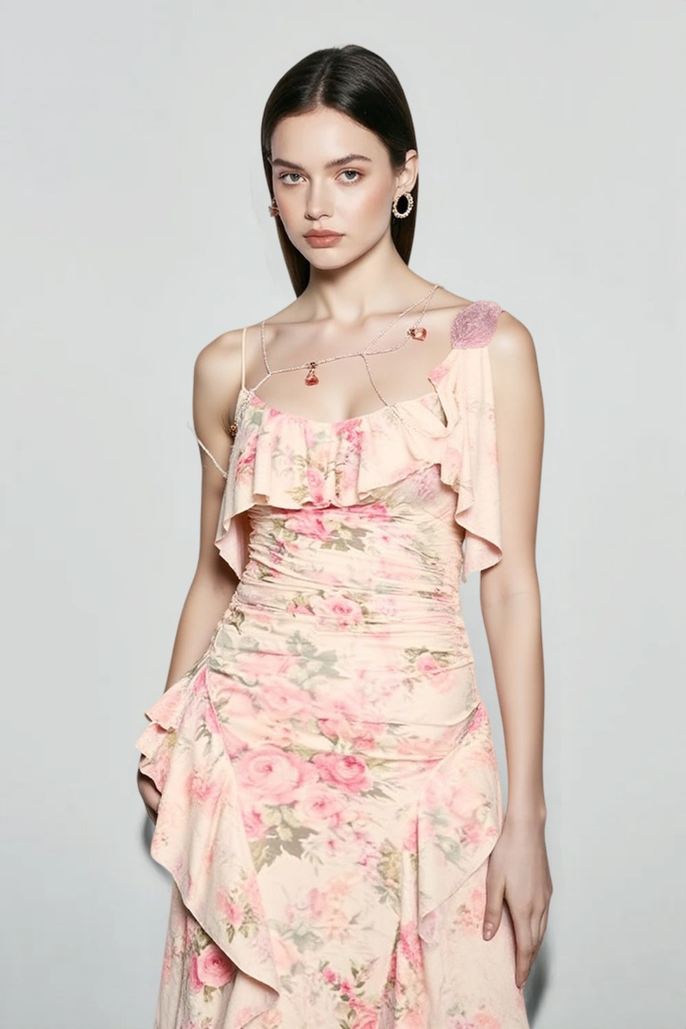 High-Waist Floral Dress
