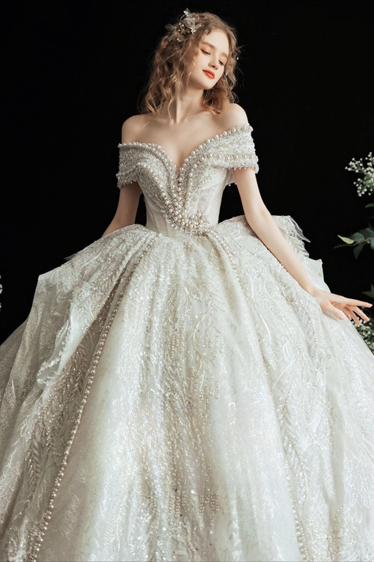 Royal Beaded Ball Gown Wedding Dress