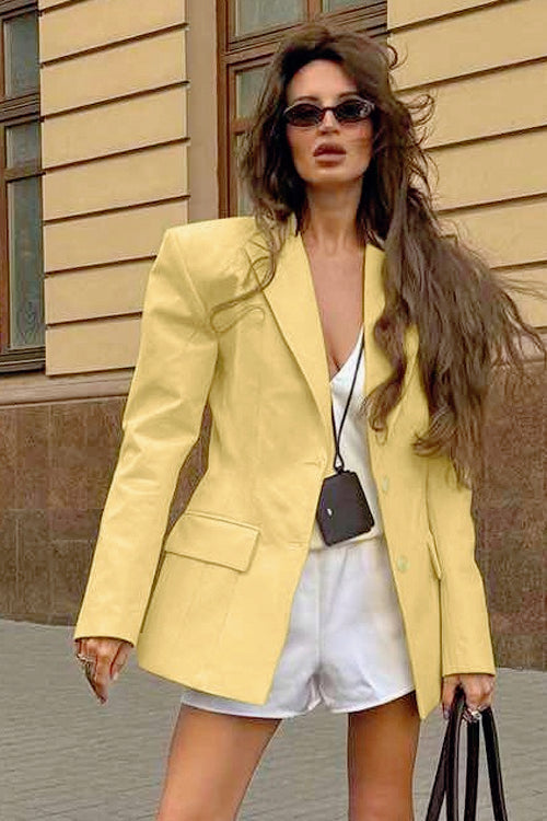 Elevated Lapel Detail Long Sleeve Blazer