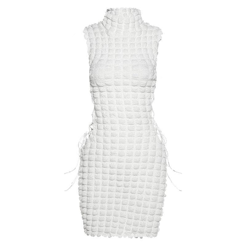 Sleeveless high neck lace up side mini dress - View 8