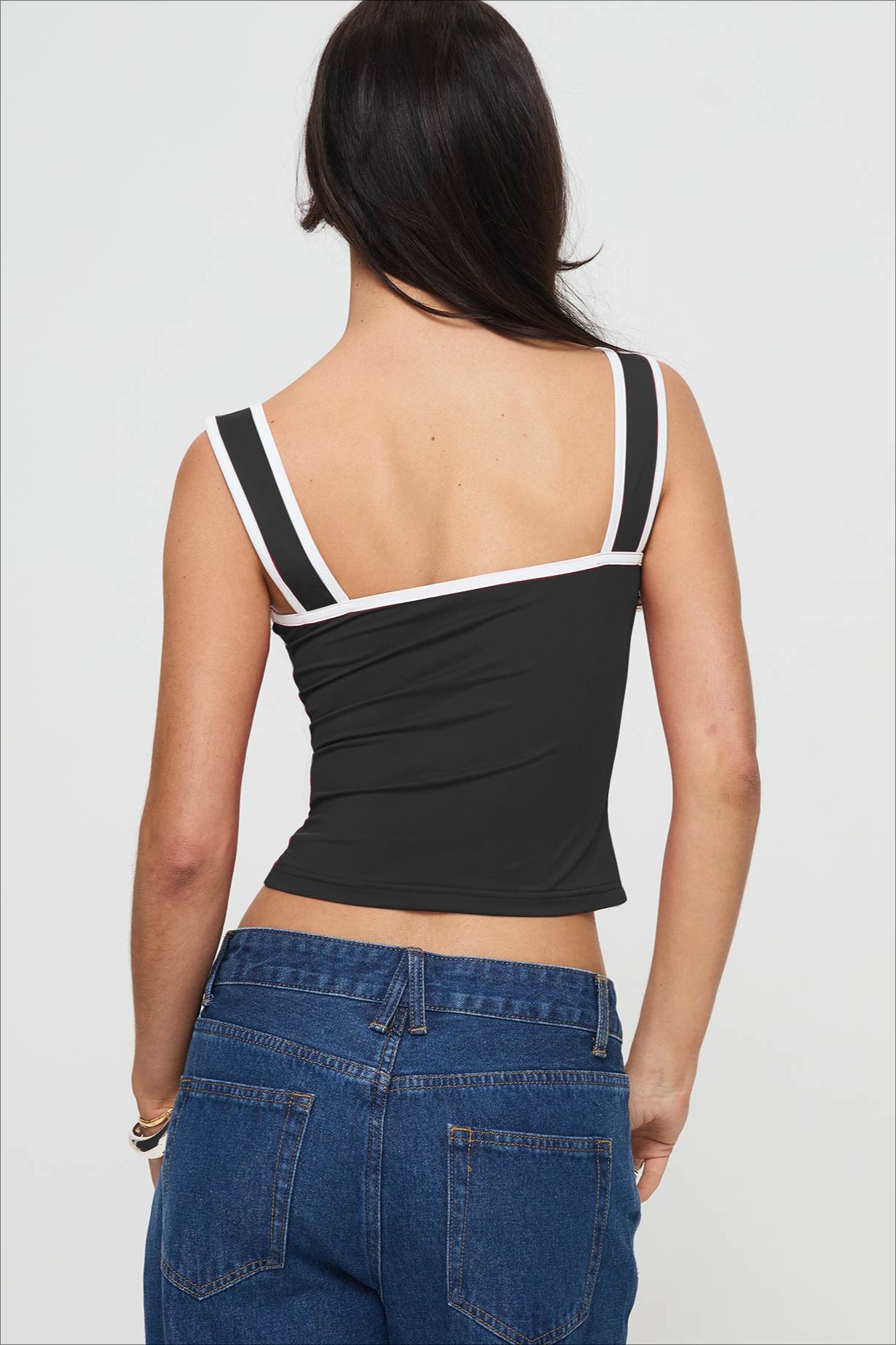 Color Block Square Neck Ruched Cami Top