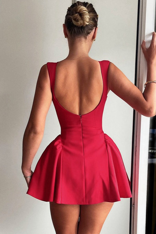 Solid Sleeveless Backless Bodycon Cocktail Dress 9