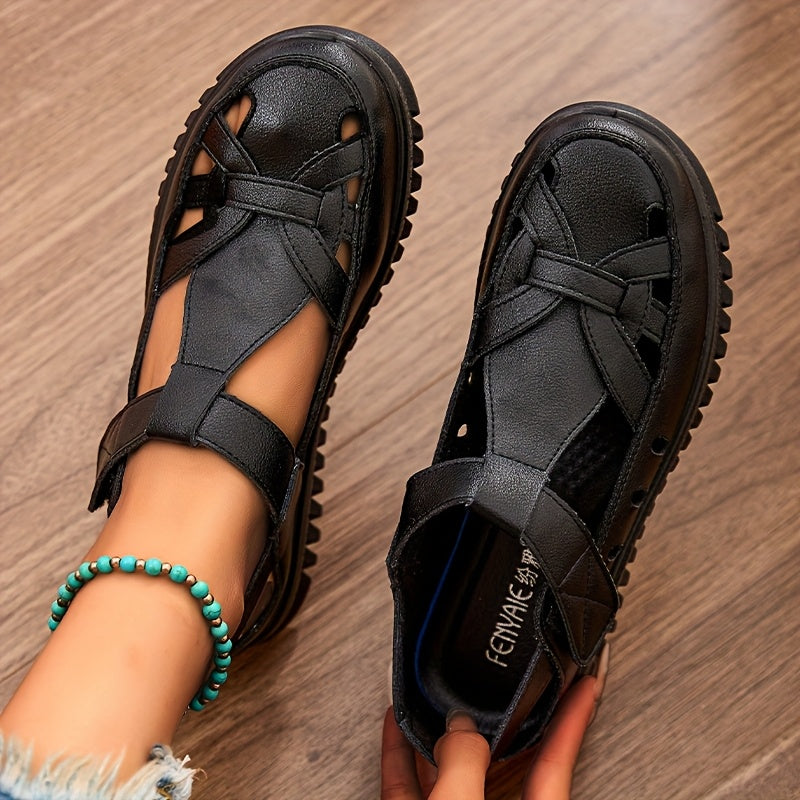 Closed Toe Woven Strap Platform Fisherman Sandals