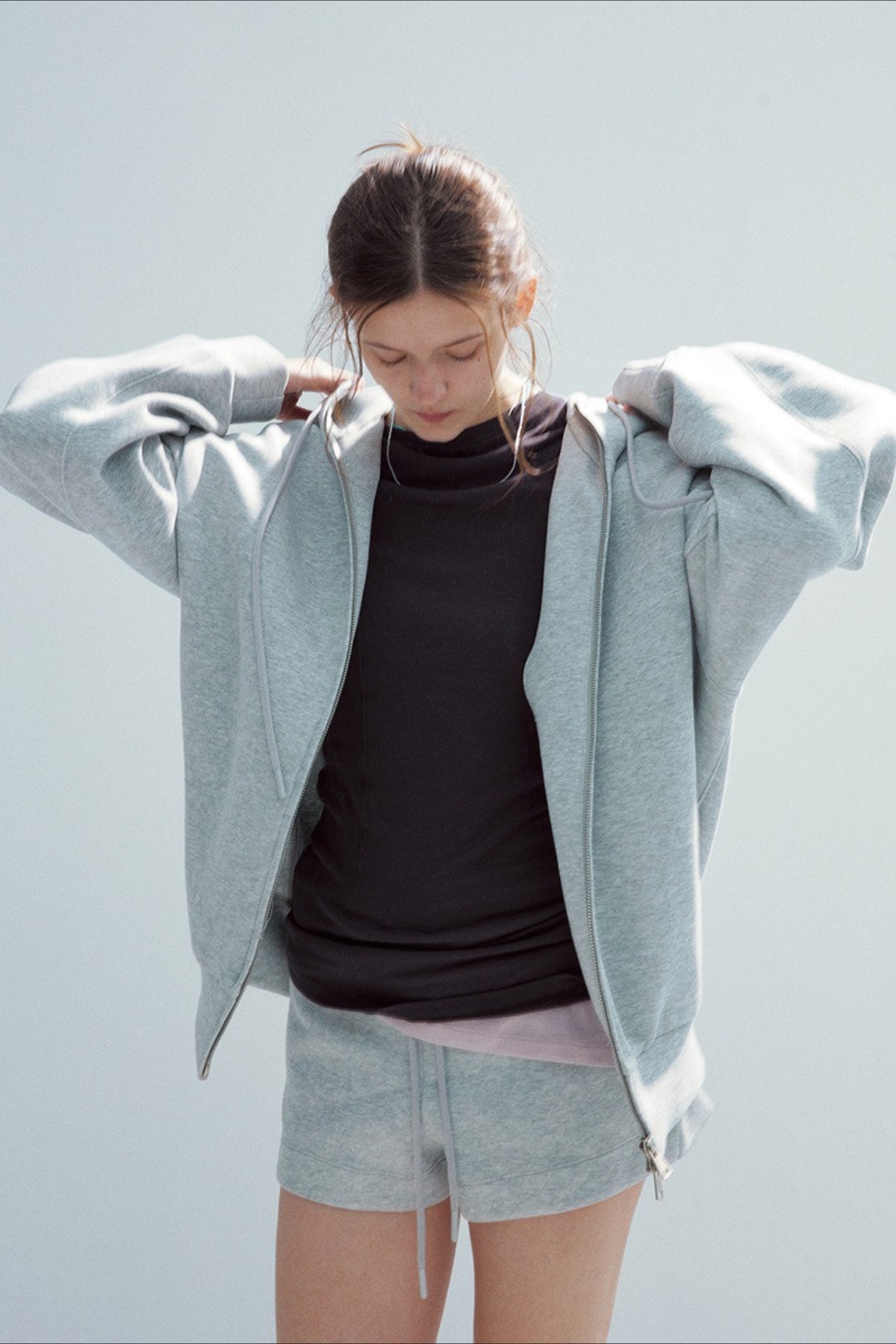 Cloud Print Double Zip Hoodie
