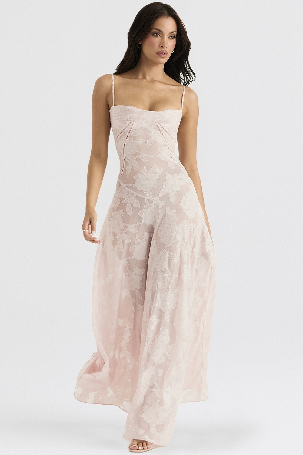 Lace Tie-Strap Romantic Maxi Dress - View 10
