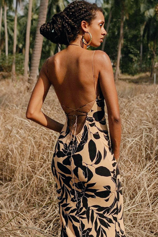 Backless Floral Dress