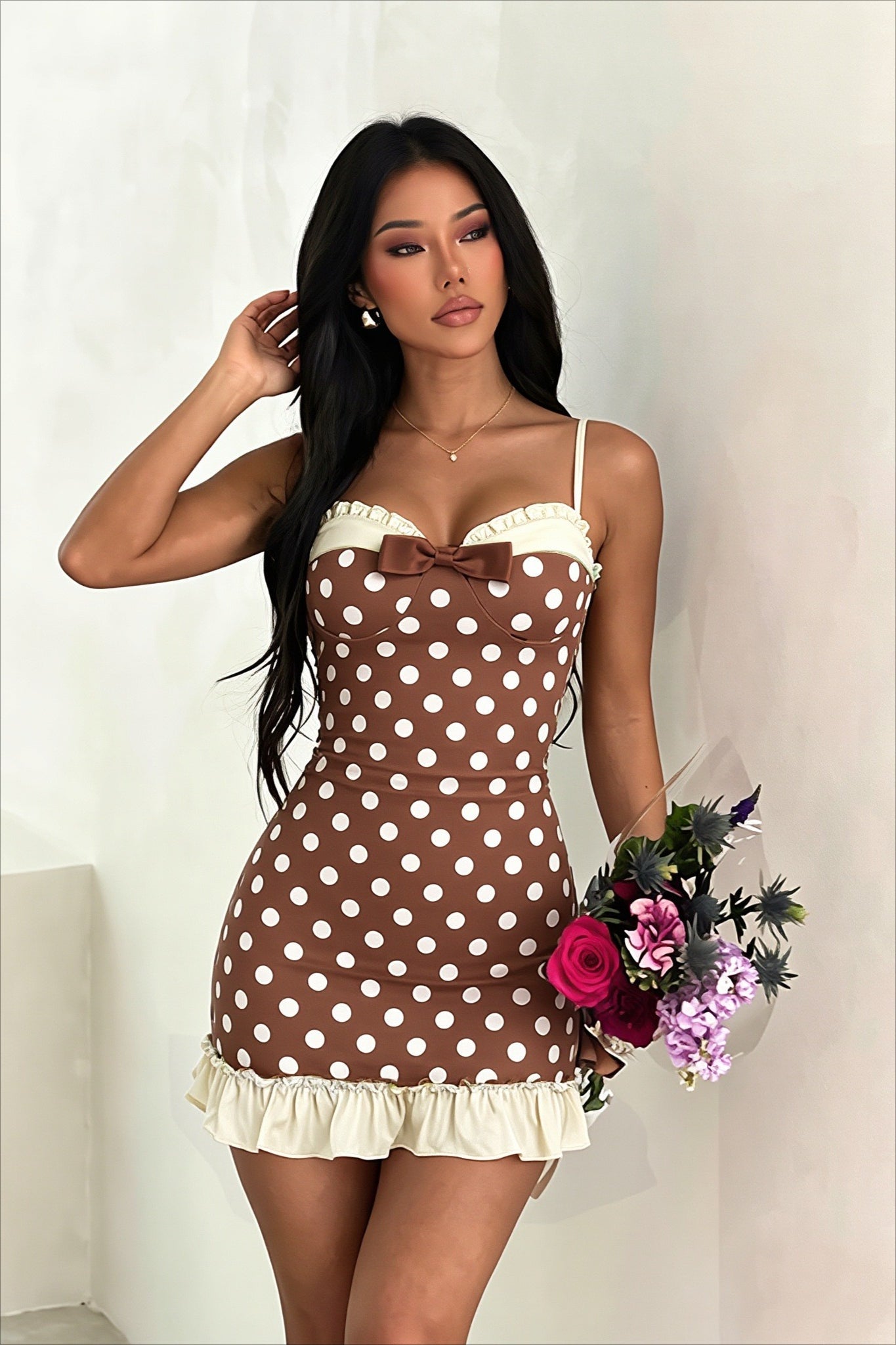 Polka Dot Spaghetti Strap Bodycon Mini Dress