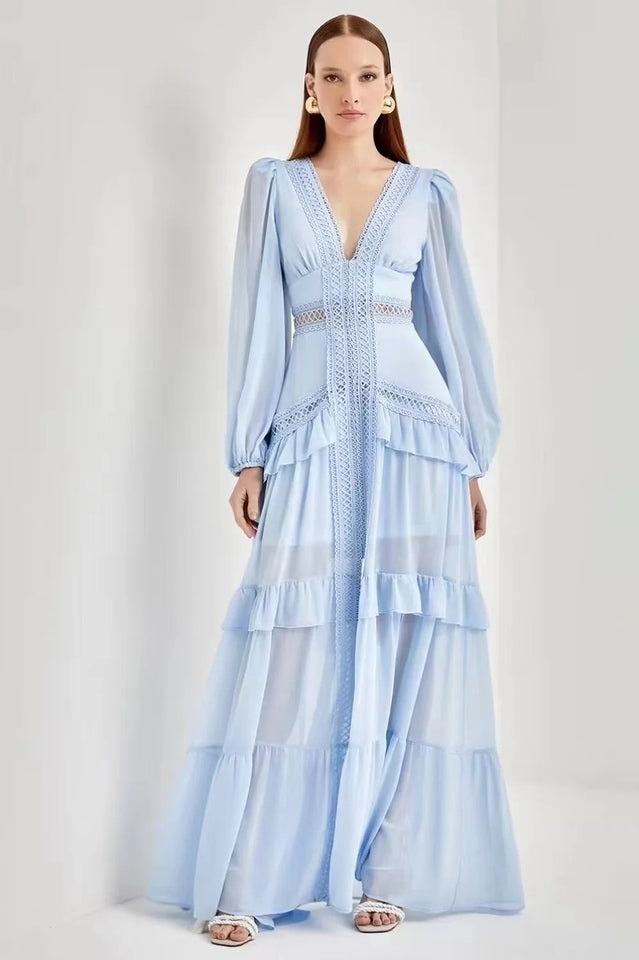 Lorie Long Sleeve Ruffle Gown 9