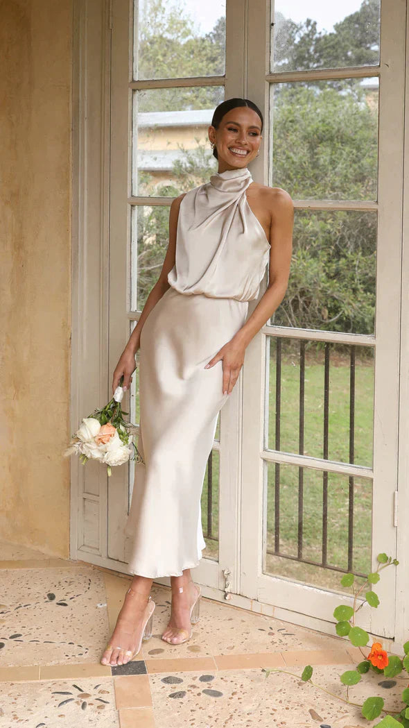 May Shiny Maxi Dress for Women Cocktail Hour Style