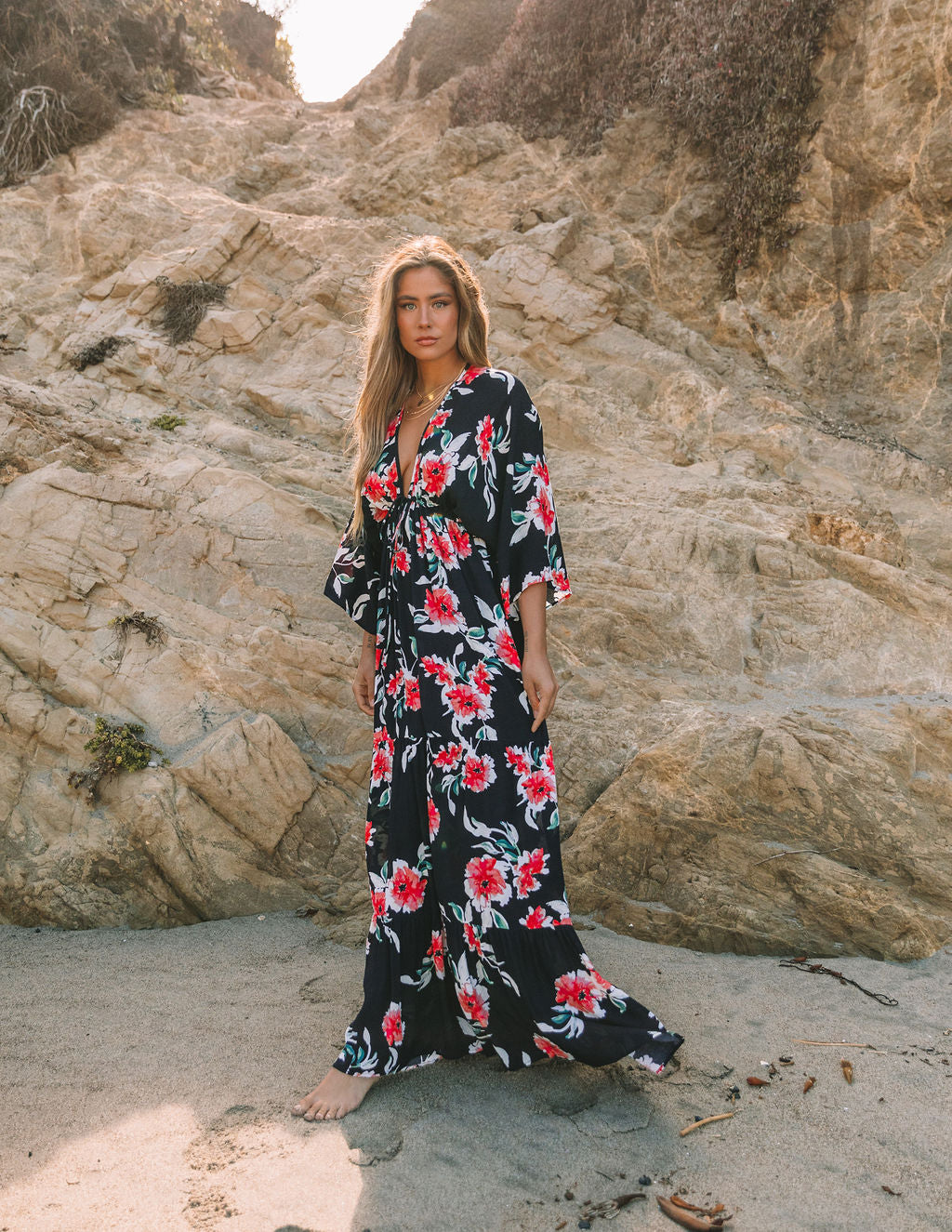 Kaydence Floral Kimono Tie Maxi Dress FINAL