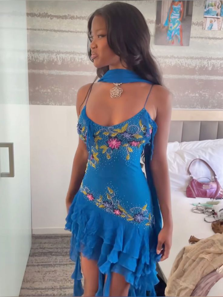 Blue Spaghetti Straps Short Prom Dress Blue Sexy Evening Dress