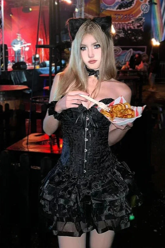 Gothic Kitty Corset Halloween Costume