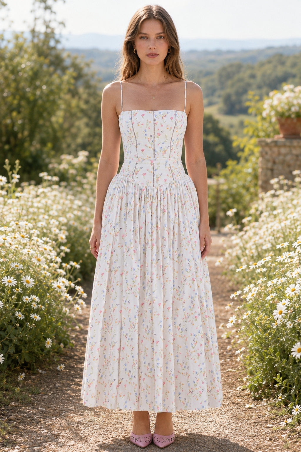 Ditsy Floral Slim Fit Slip Dress