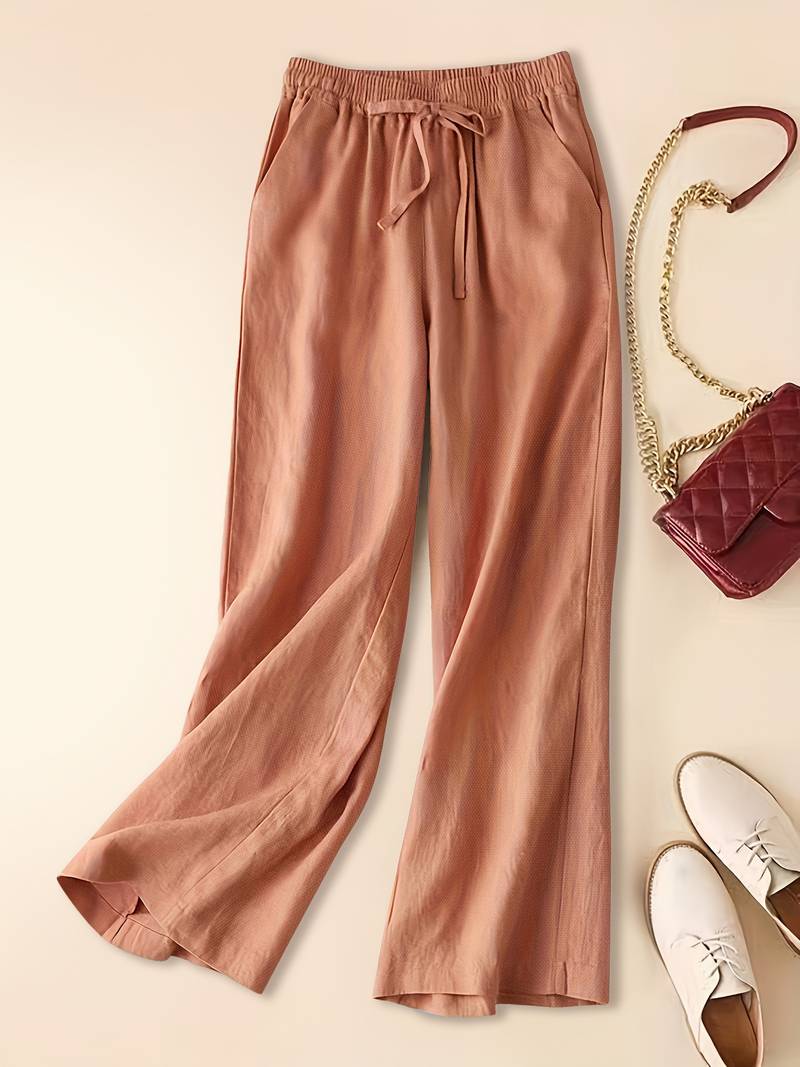 High Waist Drawstring Wide Leg Pants