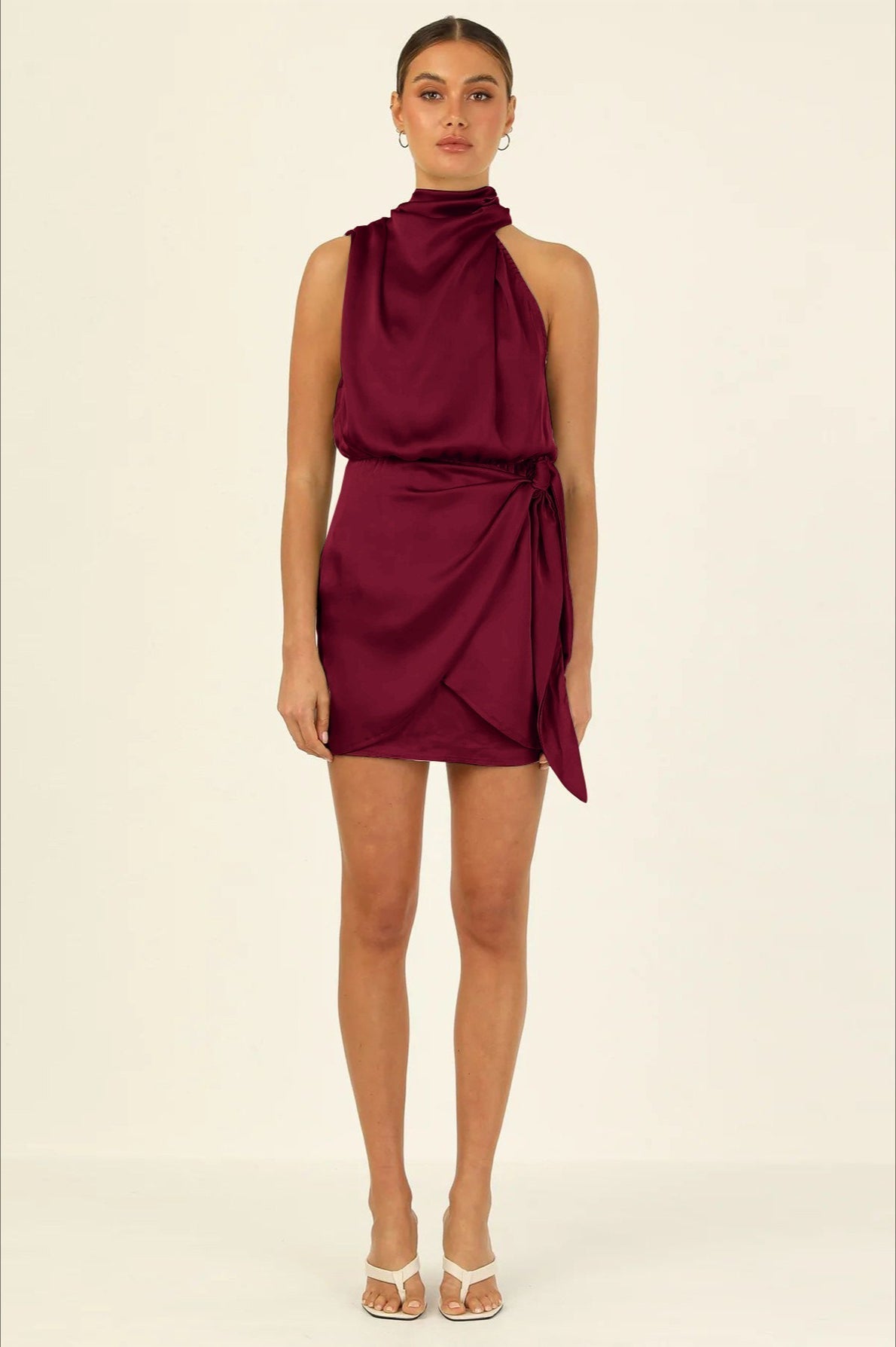 Lace Backless Deep V-Neck Long Sleeve Mini Dress