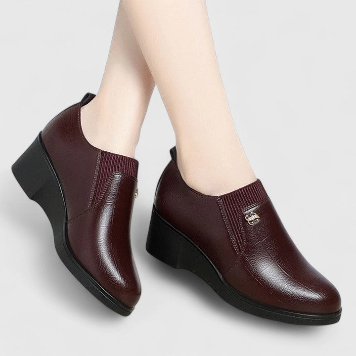 Pointed Toe Slip On Wedge Heel Ankle Shoes