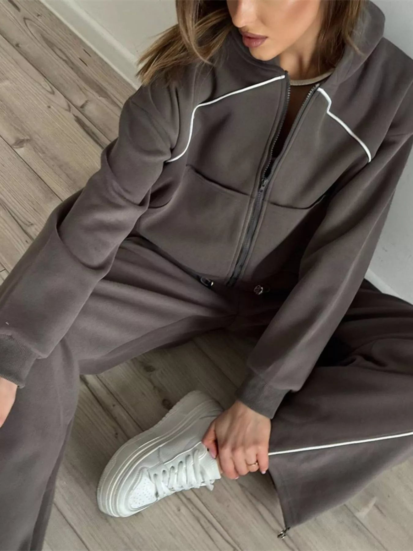 Fleece Zip-Up Hoodie and Joggers Set