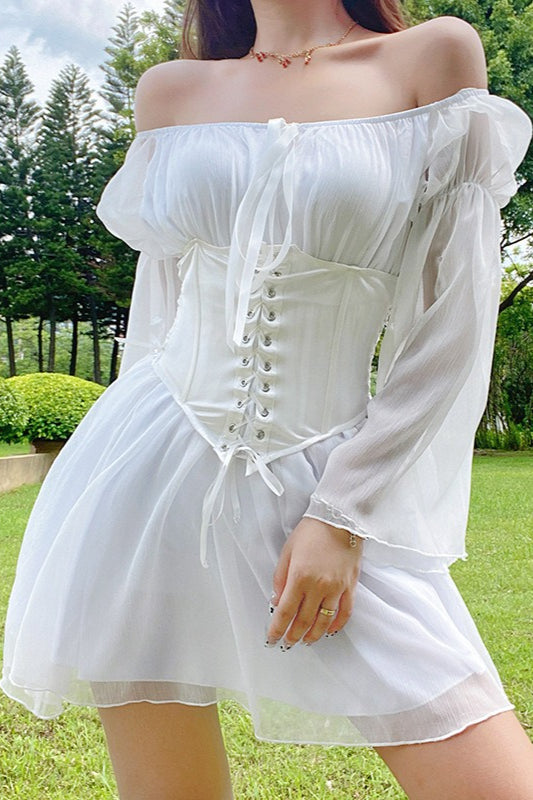 Asymmetric Ruched Chiffon Belted Waist Skirt Set