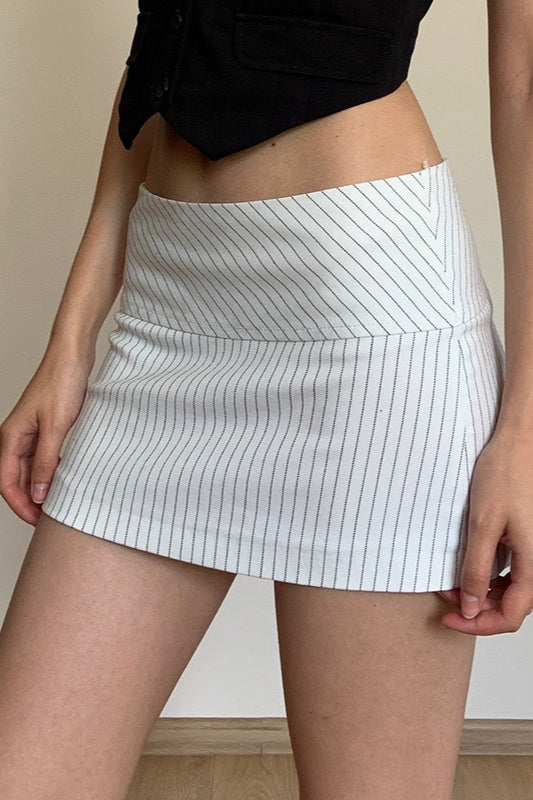 Diagonal Stripe Low Waist Bodycon Mini Skirt