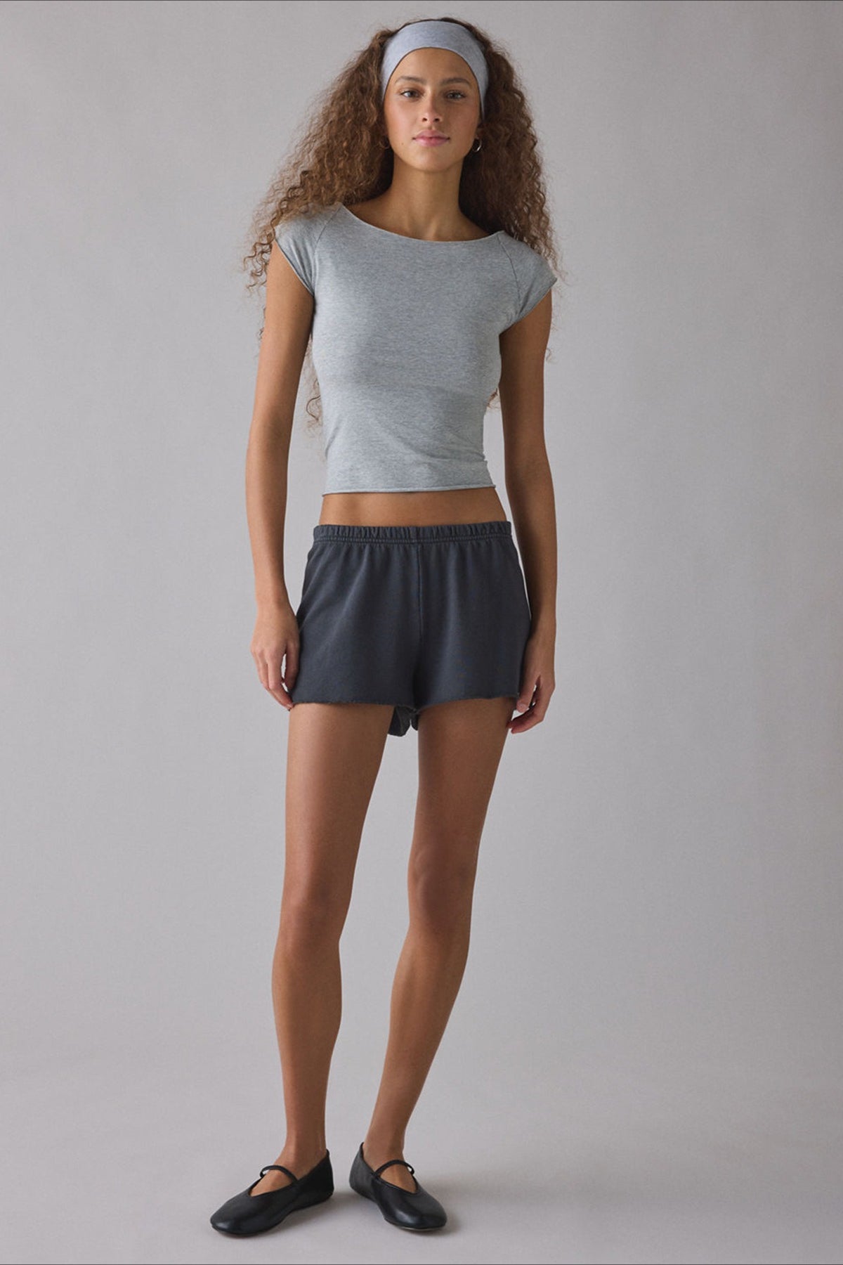 Polka Dot Boat Neck Cap Sleeve Fitted Crop Top 5