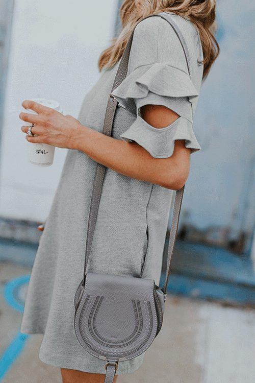 Ruffle Cutout Sweatershirt Dress