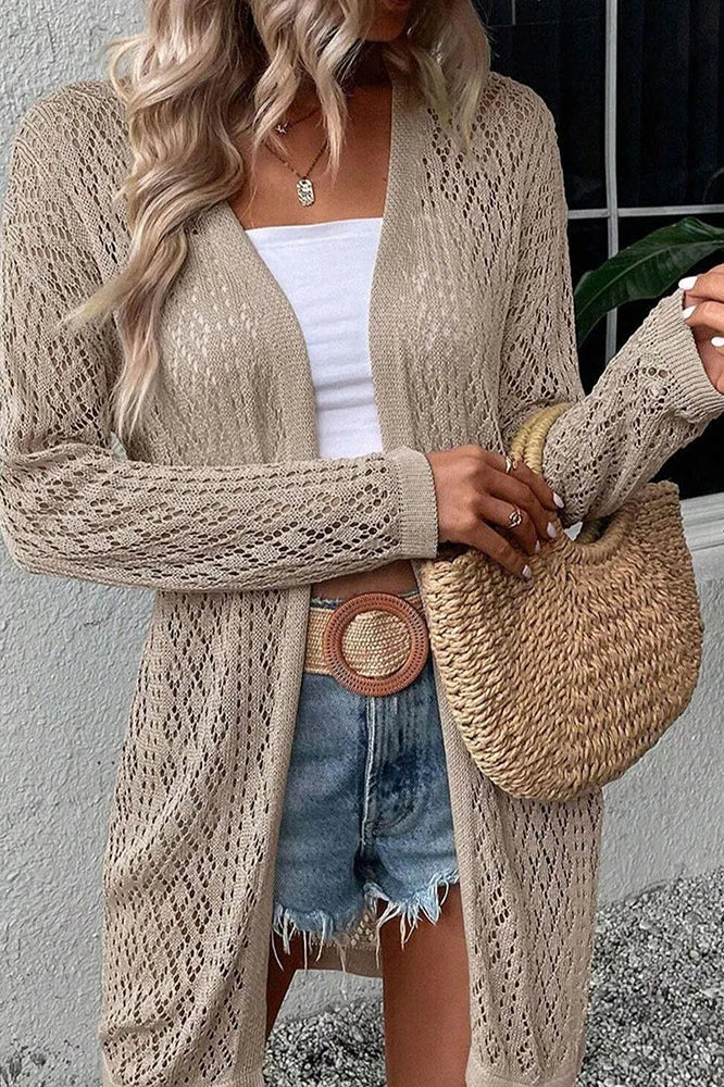 Hollow Knit V-Neck Cardigan