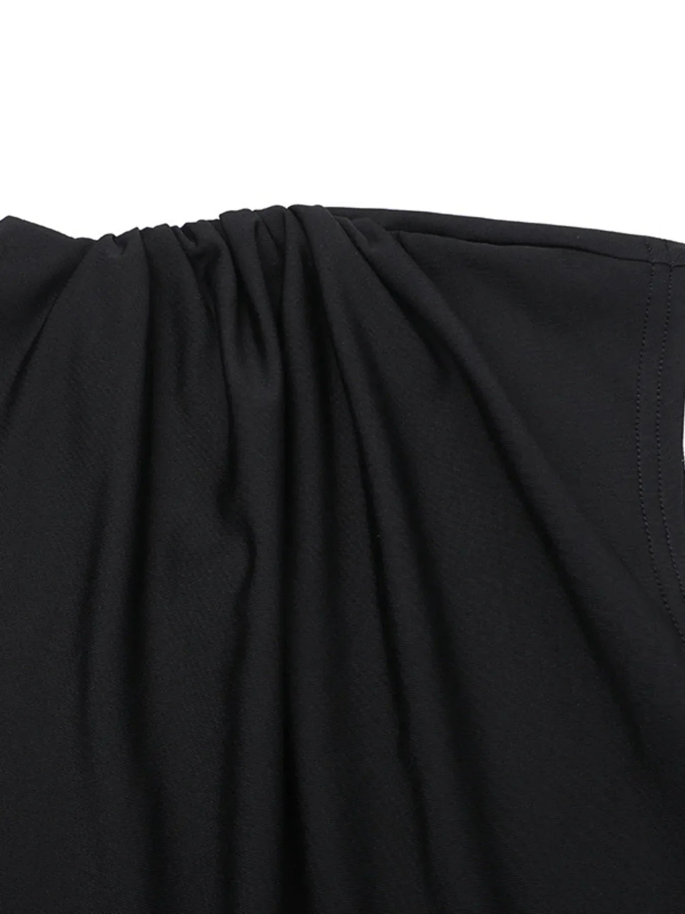 Ruched Slit Cap Sleeve Maxi Dress