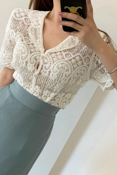 Lace Embroidery Sheer Cardigan