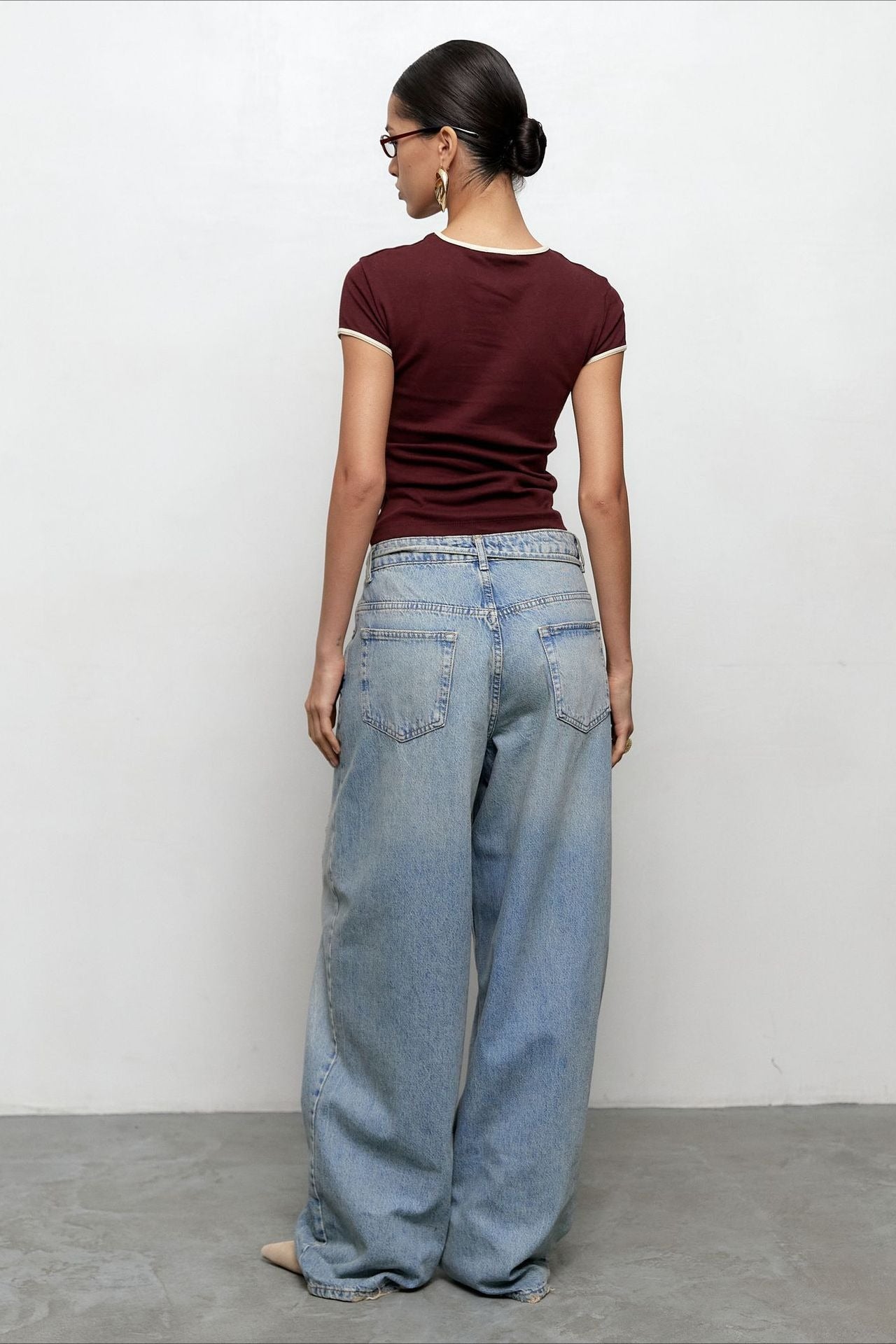 Contrast Trim Crewneck Tee T-Shirt
