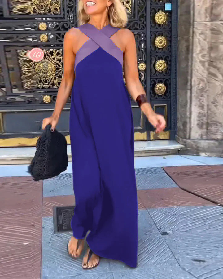 Cross Front Halter Neck Sleeveless Maxi Dress 7