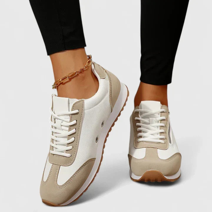 Lace Up Side Zip Panel Sneakers