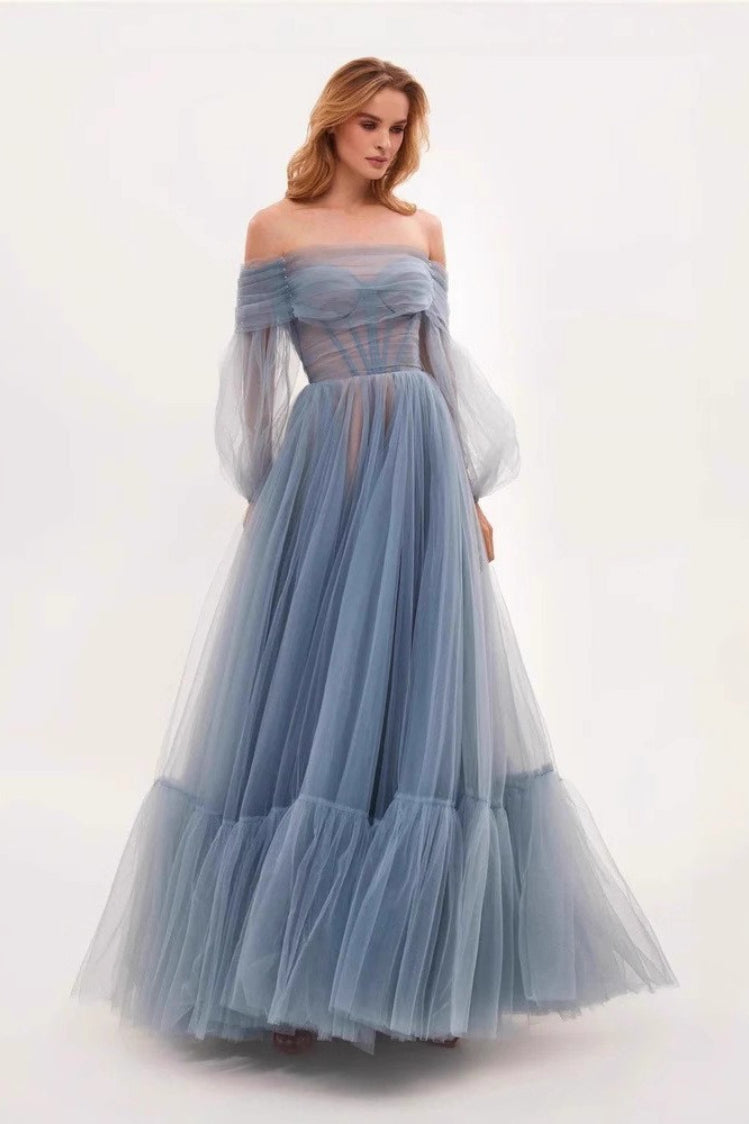 Off-the-Shoulder Sheer Mesh Dress