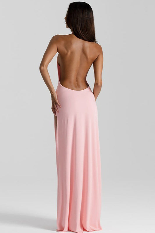 Backless Halter-Neck Maxi Dress