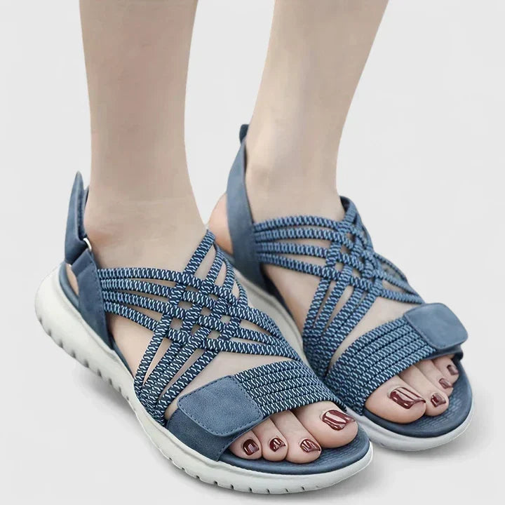 Open Toe Woven Strap Slingback Flat Sandals 2