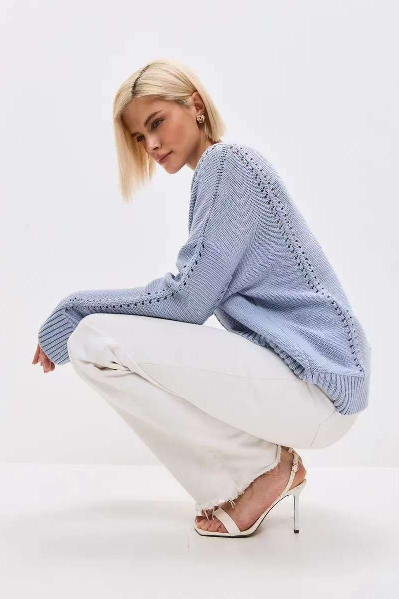 Casual Lace Knit Pullover Sweater