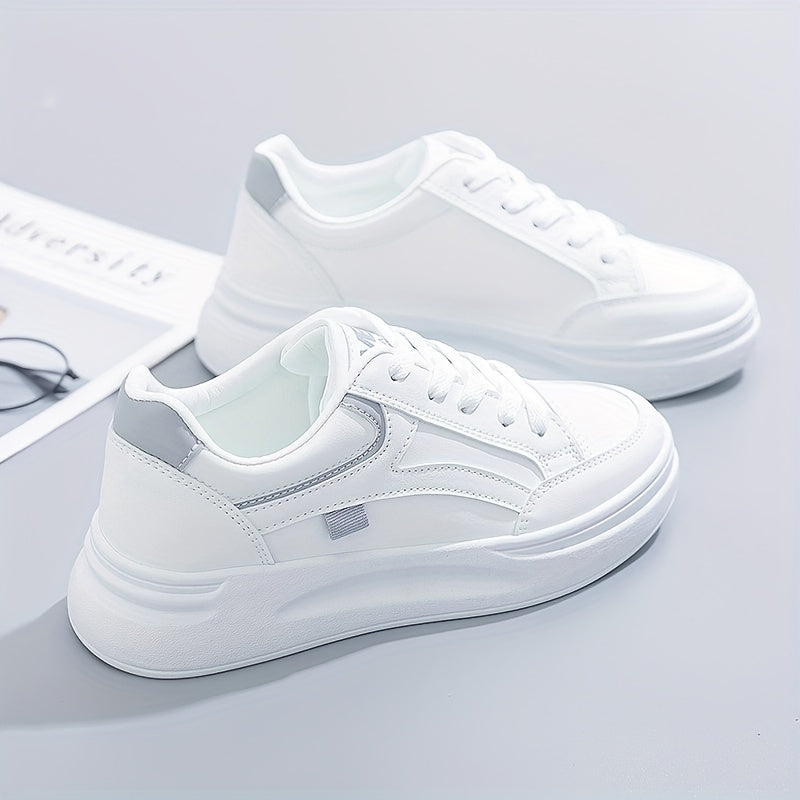 Lace Up Round Toe Low Top Platform Sneakers