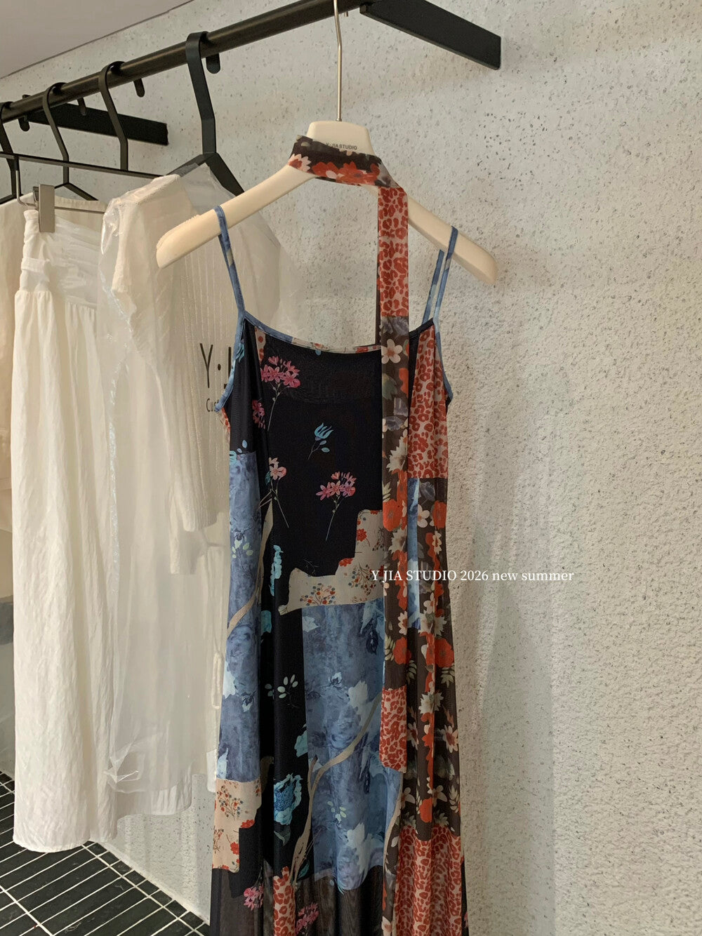 Floral Patchwork Spaghetti Strap Ruffle Maxi Dress 7
