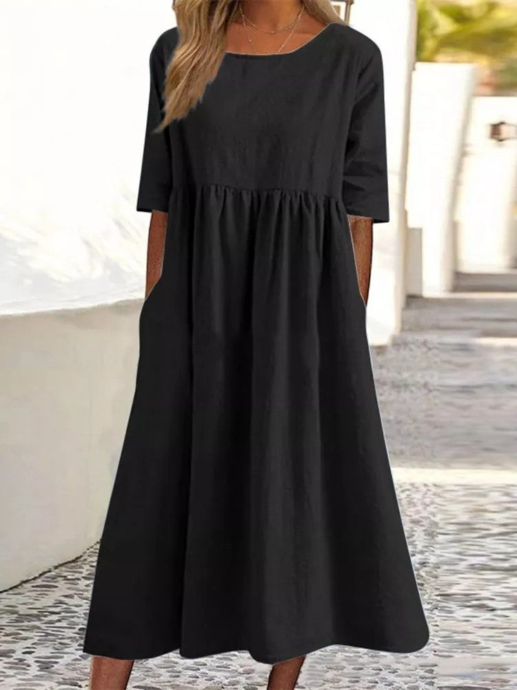 Luxe Veronica Midi Dress with Three Quarter Sleeves Designer Edit