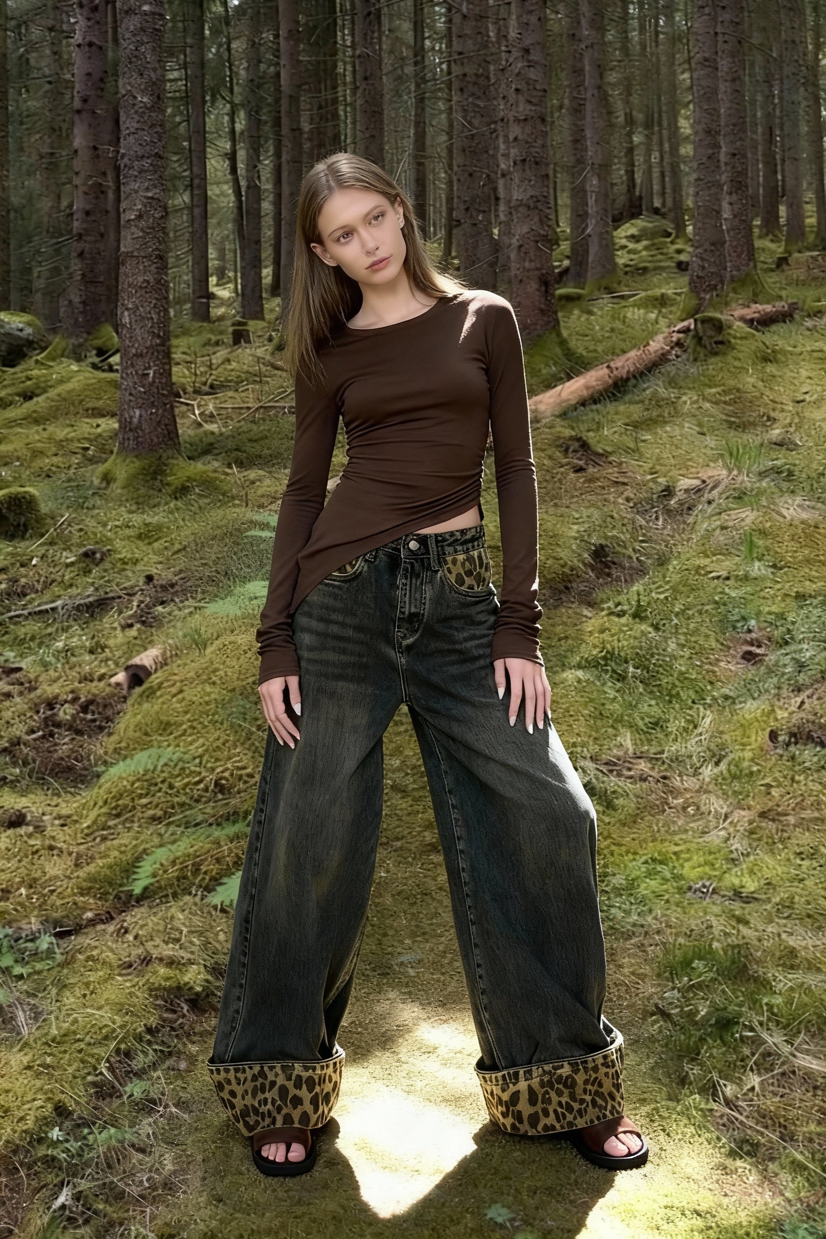 Vintage Washed Wide-Leg Denim Jeans