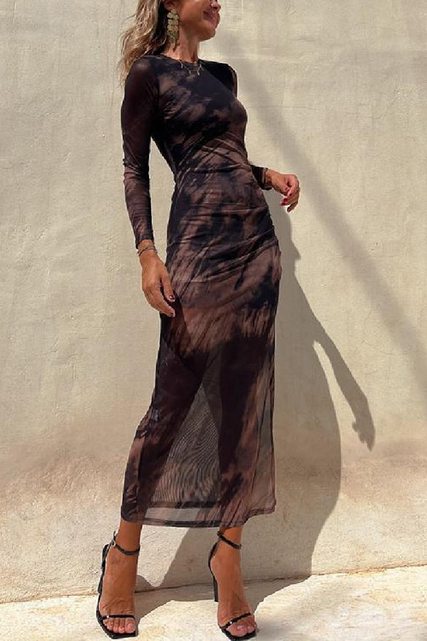 Mesh High Neck Sleeveless Keyhole Cut Out Mini Dress - View 7