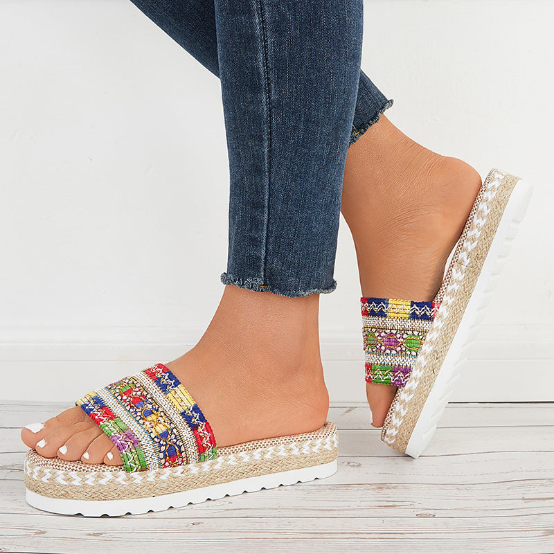 Open Toe Espadrilles Platform Slide Sandals Summer Slippers