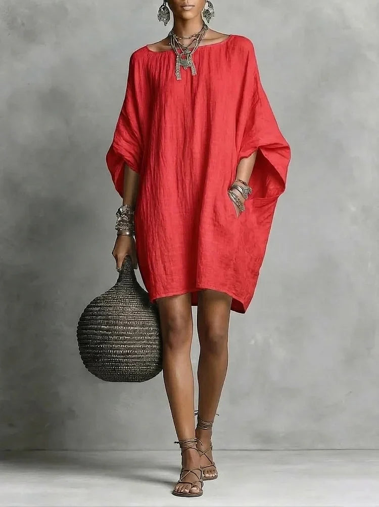 Casual cotton and linen dress