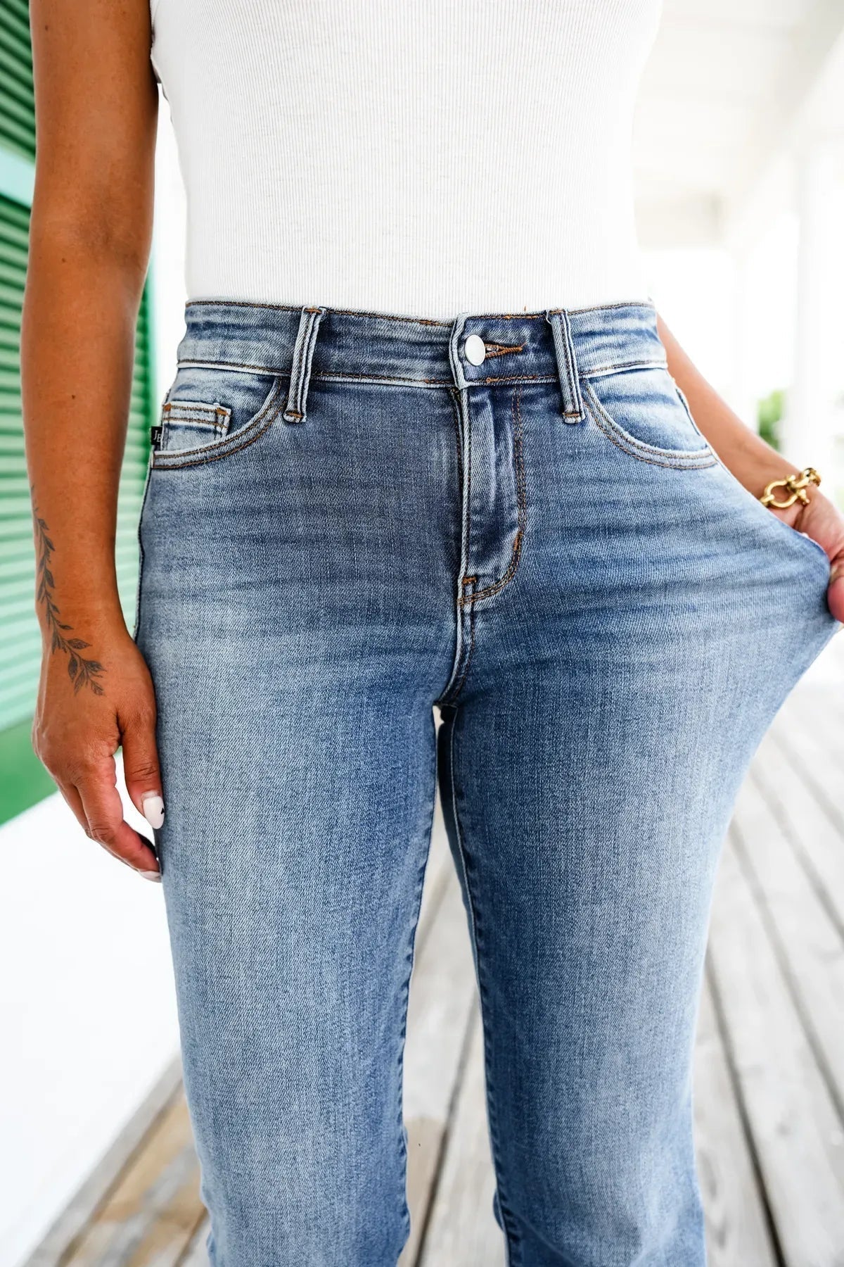 High Waist Flare Leg Stretch Denim Jeans