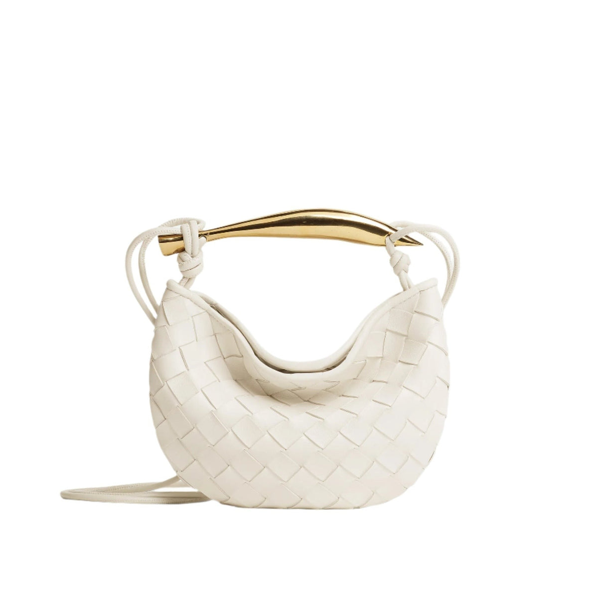 Woven Gold Handle Mini Shoulder Bag