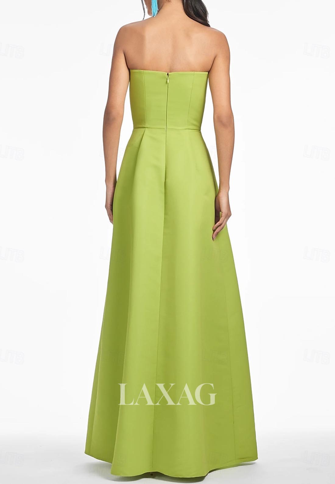Tube Top Off-Shoulder A-Line Evening Dress Long-Sleeves Applique Floor-Length Formal Gowns