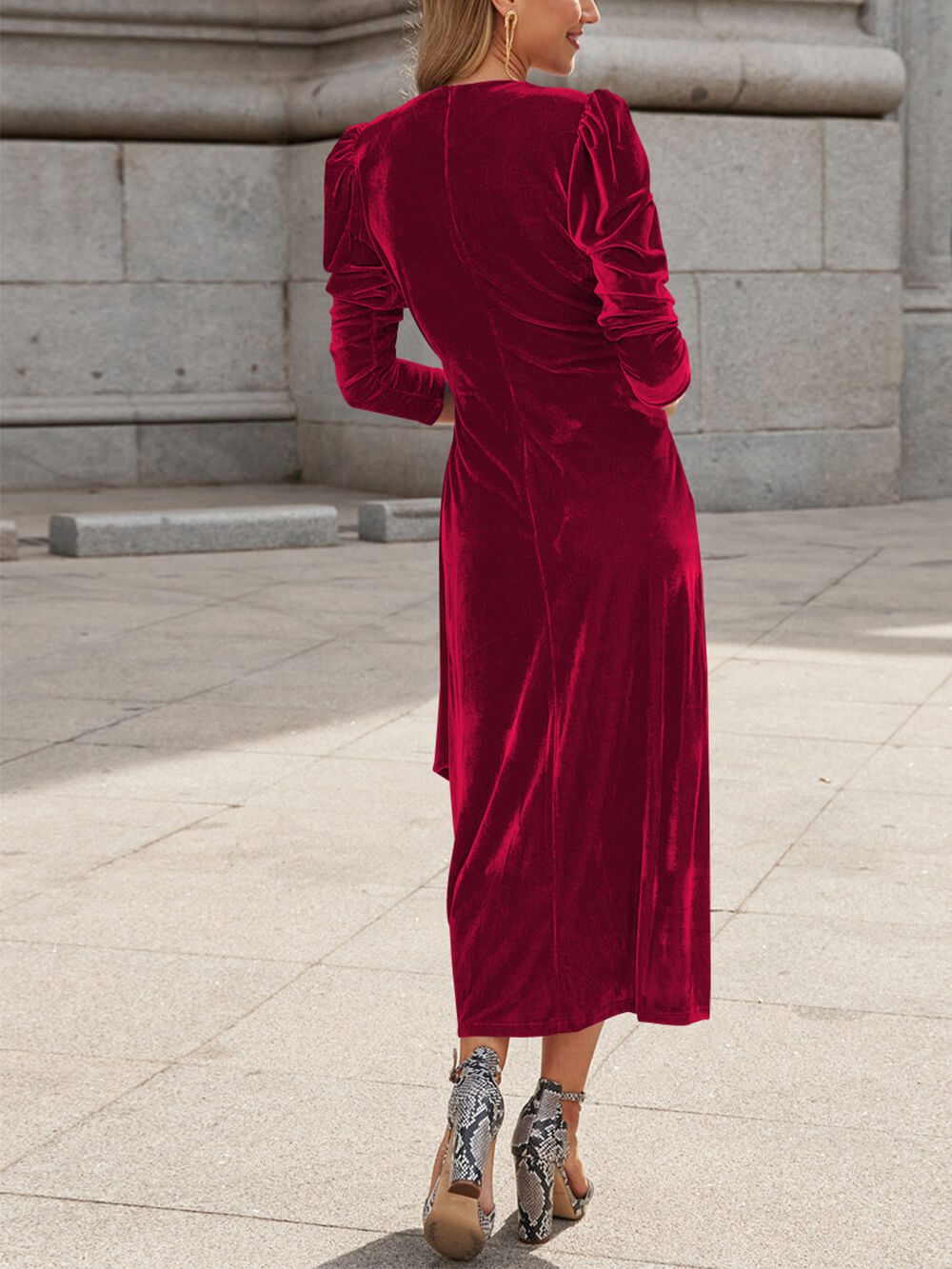 French Elegance Velvet Midi Dress - View 2