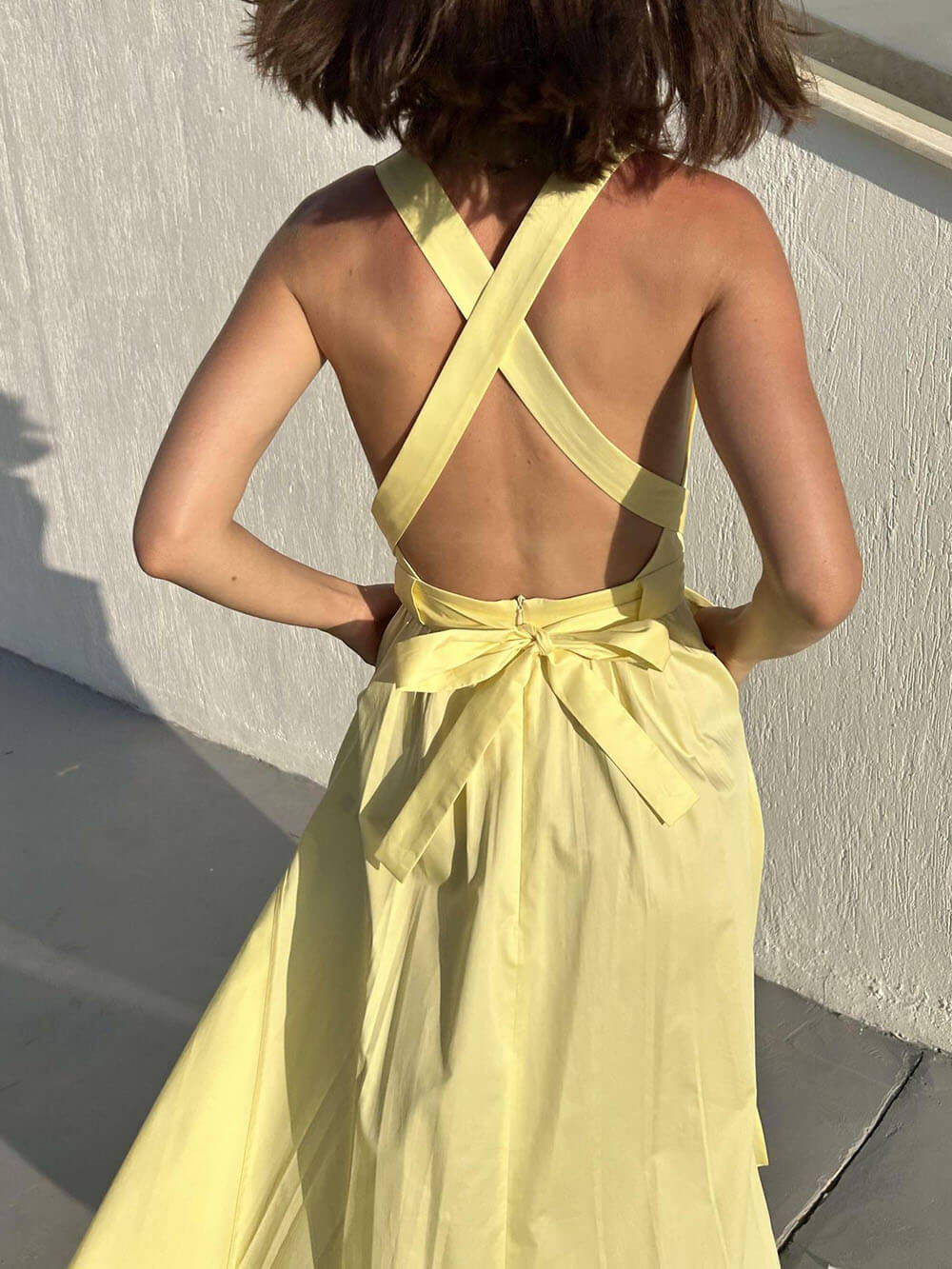 Spaghetti Strap Square Neck Tie Belt Side Pocket Maxi Dress