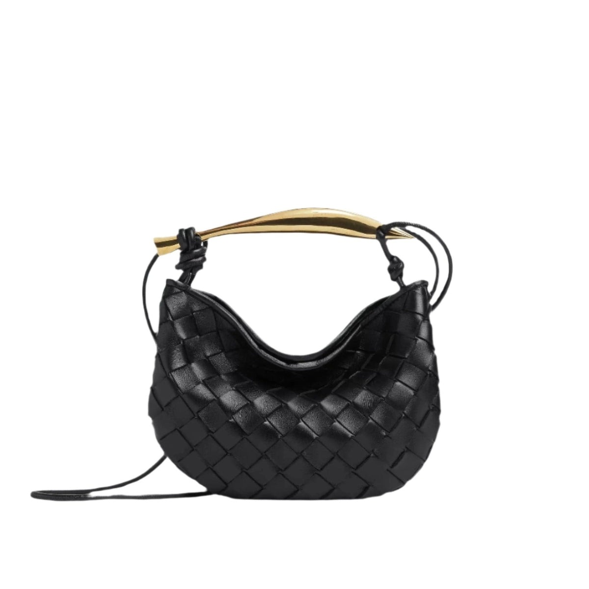 Woven Gold Handle Mini Shoulder Bag