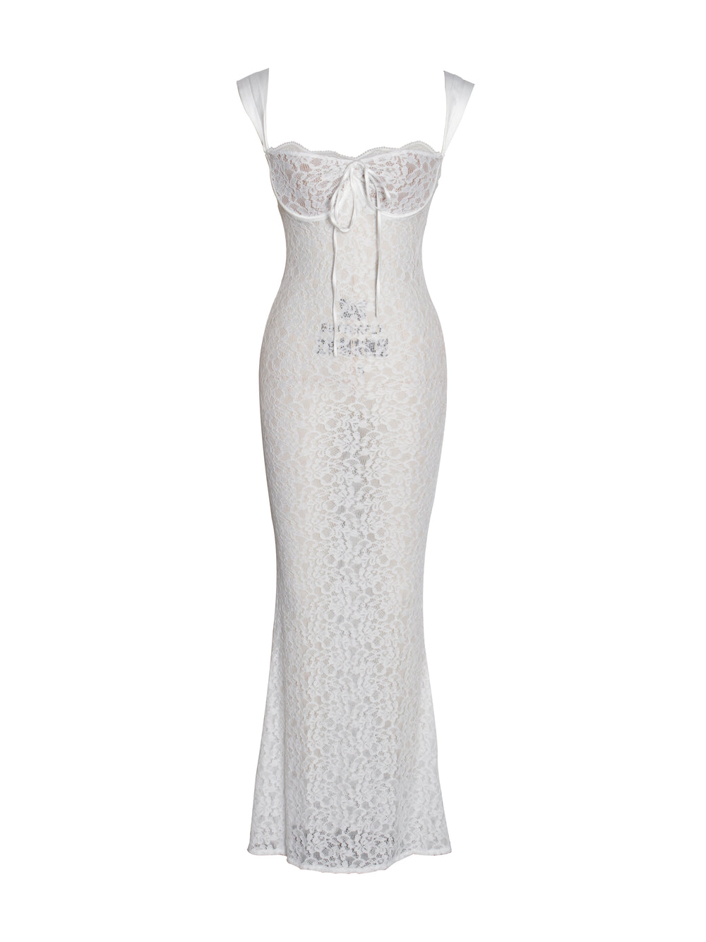 Sheer Lace Sweetheart Wide Strap Bodycon Maxi Dress 20